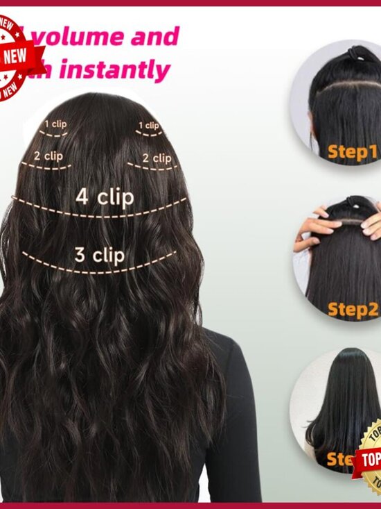 Straight Clip-In Human Hair Extensions, 16 Inch, 100g, Double Weft main image 4